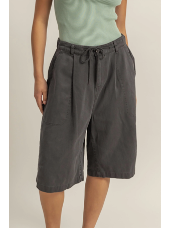 HYFVE - Drawstring Waist Wide Leg Jort BLACK