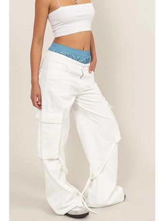 HYFVE - Washed Denim Cargo Pants WHITE