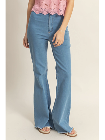 HYFVE - High Waist Washed Denim Flared Pants LIGHT DENIM