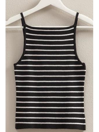 HYFVE - Striped Cropped Tank Top BLACK