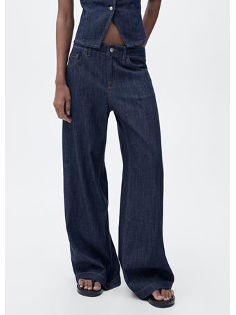 MANGO - Wideleg Mid-rise Jeans DARK BLUE
