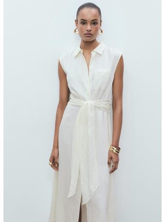 MANGO - Bow Shirt Dress NATURAL WHITE
