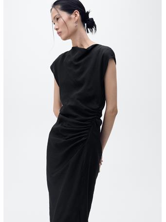 MANGO - Draped Straight Dress BLACK