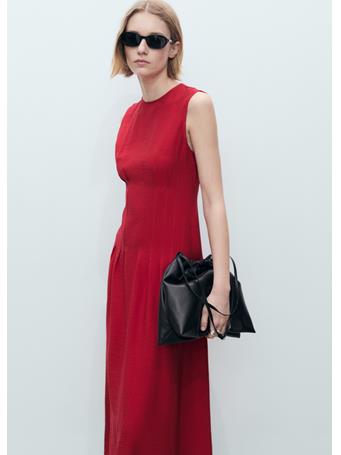 MANGO - A-line Dress With Pleats DARK RED