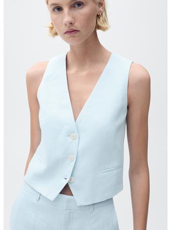 MANGO - Linen Suit Waistcoat MEDIUM BLUE