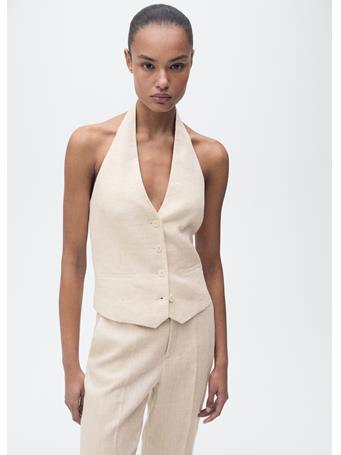 MANGO - Linen Suit Waistcoat LIGHT BEIGE