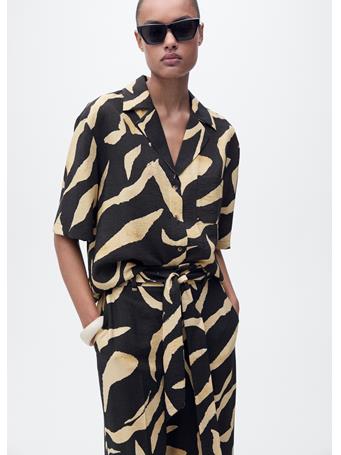 MANGO - Printed Straight-fit Pants With Belt BLACK