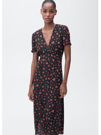 MANGO - Midi Floral Dress BLACK