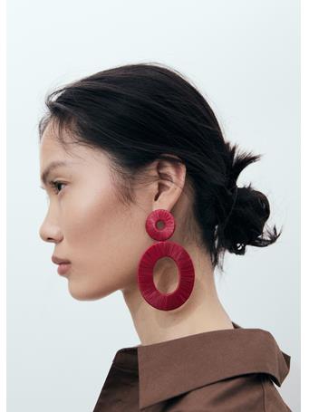 MANGO - Natural Fiber Circular-design Earrings BRIGHT RED