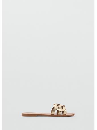 MANGO - Leather Sandals With Intertwined Strap GOLD