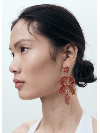 MANGO - Long Floral-design Earrings MEDIUM BROWN