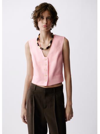 MANGO - Linen Suit Waistcoat LT-PASTEL PINK