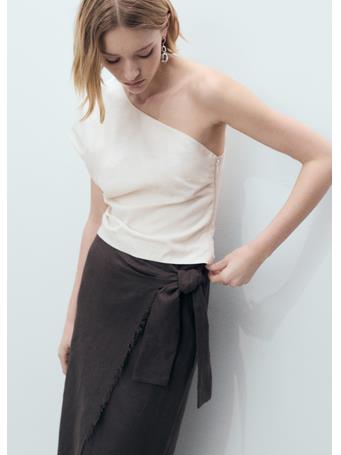 MANGO - Asymmetrical Linen Top NATURAL WHITE