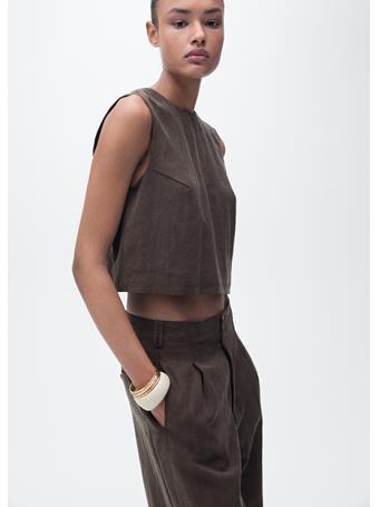 MANGO - Lyocell Top With Buttons On The Back DARK BROWN