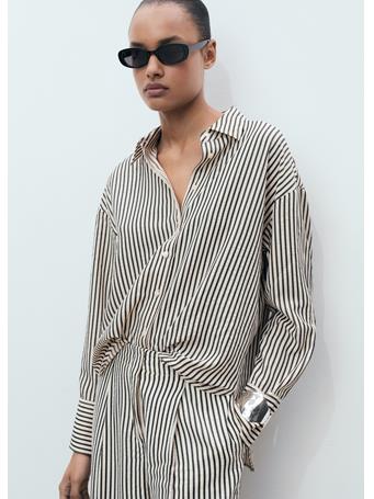 MANGO - Striped Textured Shirt NATURAL WHITE