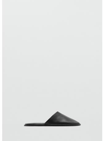 MANGO - Leather Slingback Shoes BLACK