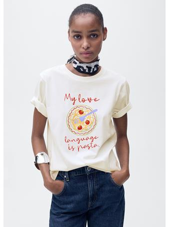 MANGO - Short-sleeved Printed T-shirt PASTEL YELLOW