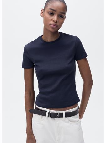MANGO - Fitted Cotton T-shirt MEDIUM BLUE