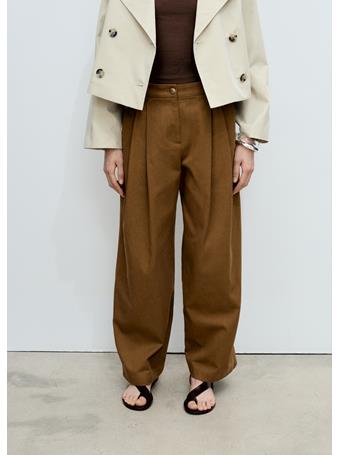 MANGO - Wideleg Trousers In Cotton And Lyocell Blend DARK BEIGE