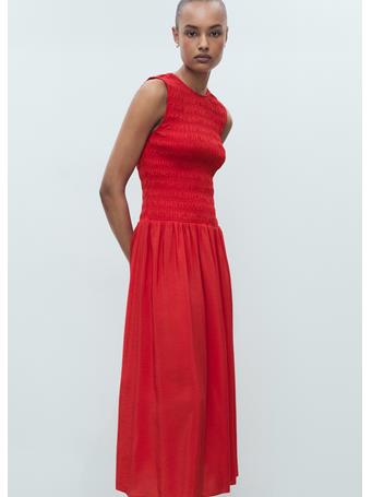 MANGO - Flared Dress With Gathered Body BRIGHT RED