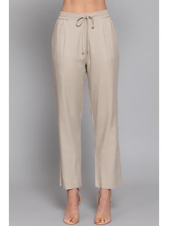ACTIVE BASIC - Elastic Waist Woven Pants TAUPE