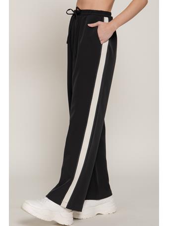 ACTIVE BASIC - Side Stripe Straight Long Pants BLACK