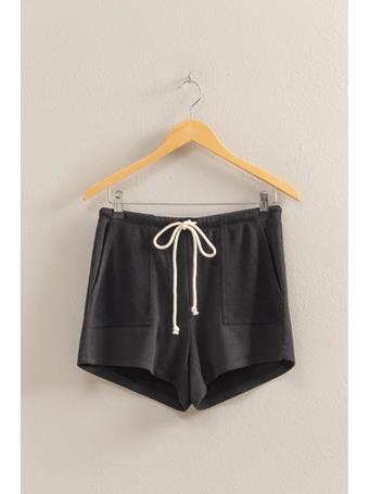 DOUBLE ZERO - MID WAIST DRAWSTRING SHORTS BLACK