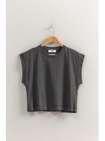 DOUBLE ZERO - Round Neck Short Sleeve Oversized Tee BLACK