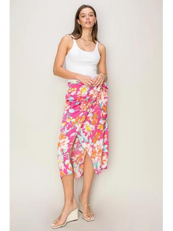 HYFVE - Floral Print Wrap And Tie Skirt MAGENTA