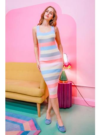HYFVE - Striped Color Bodycon Maxi Dress MULTI