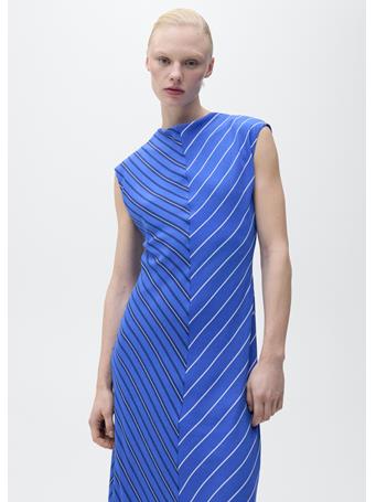 MANGO - Combined Striped Flared Dress MEDIUM BLUE