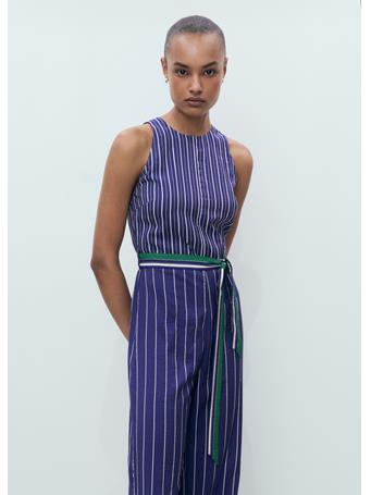 MANGO - Striped Jumpsuit With Belt MEDIUM BLUE