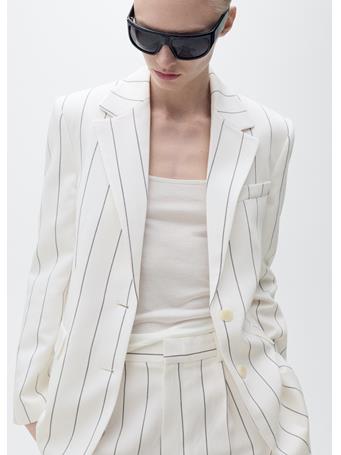 MANGO - Pinstripe Suit Jacket WHITE
