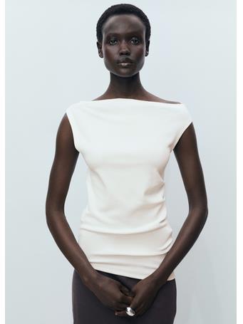 MANGO - Asymmetrical Modal Top NATURAL WHITE