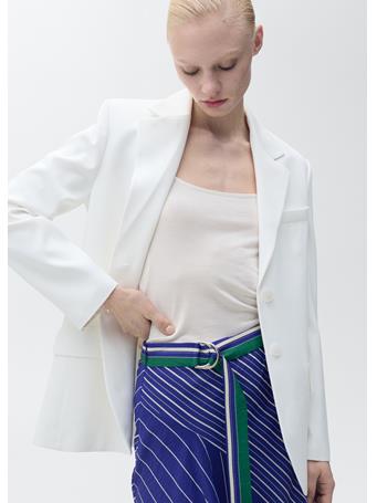 MANGO - Striped Midi-skirt With Belt MEDIUM BLUE