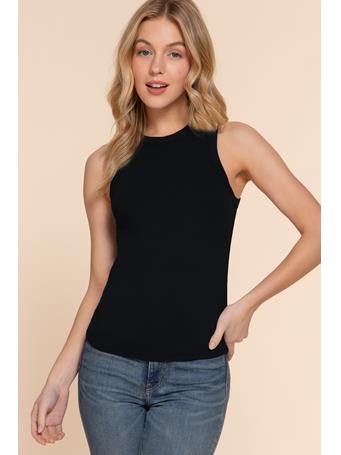ACTIVE BASIC - Sleeveless Crew Neck Knit Top BLACK
