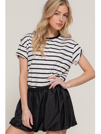 ACTIVE BASIC -Short Sleeve Crew Neck Stripe Oversize T-Shirt BLACK/WHITE