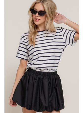 ACTIVE BASIC - Short Sleeve Crew Neck Stripe Oversize T-Shirt NAVY/WHITE