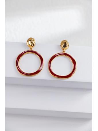 COCO ANGEL - Round Enamel Ear Stud RED