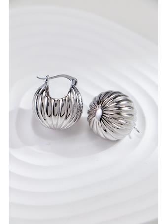 COCO ANGEL - 925 Silver Stripe Ball Ear Stud SILVER
