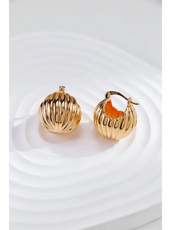 COCO ANGEL - 18K Gold Plated Stripe Ball Ear Stud GOLD