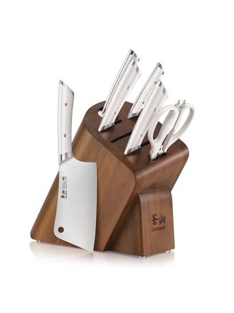 CANGSHAN CUTLERY - Helena Series 7-Piece Cleaver Knife Block Set WHITE