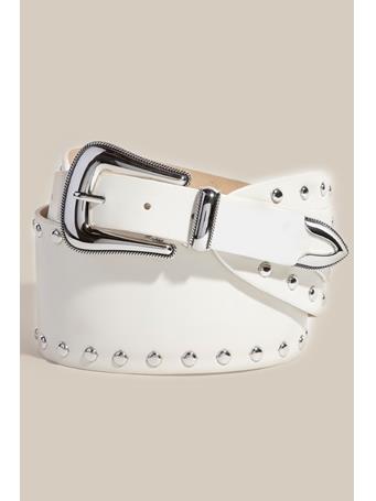 ANARCHY STREET - Wide Grommet Studded Faux Leather Belt IVORY
