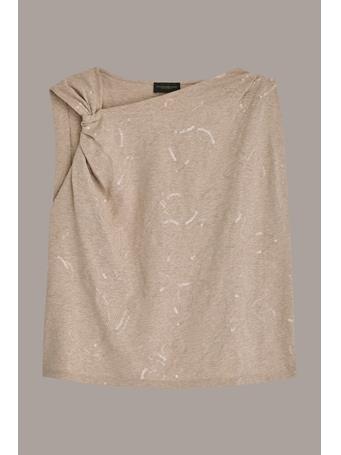 DONNA KARAN - Floral Sequin-Embellished Top SAND