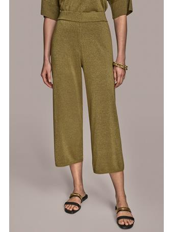 DONNA KARAN - Wide Leg Shimmer Pant SMKY OLV/GOLD
