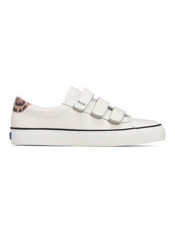 KEDS - Women's Jump Kick Leather Velcro Sneakers WHITE/TAN