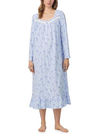EILEEN WEST - Cotton Peached Jersey Knit 48" Long BLUE/PRT