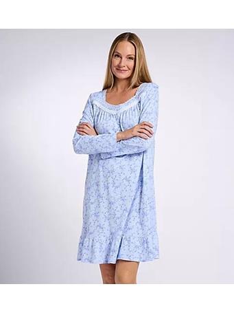 EILEEN WEST - 38 Short Long Sleeve Nightgown BLUE/PRT