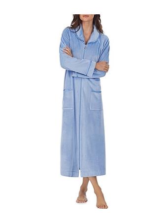 EILEEN WEST - Cozy Velour Long Sleeve Zip-Front Robe PERI
