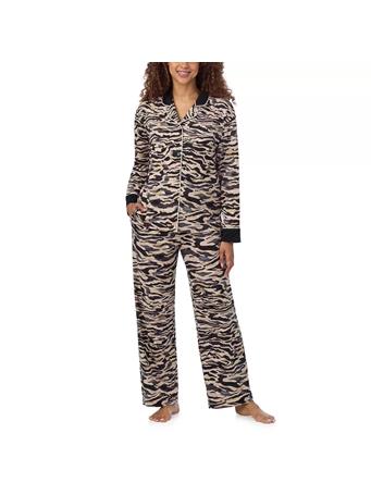 DKNY SLEEPWEAR - Women's Notch Collar Pyjama Set BROWN ANIMAL PRINT